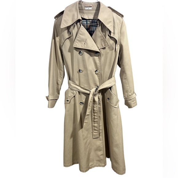 Jackets & Blazers - Vintage Women’s Timeless Classic Trench Coat Tan Plaid Removable Lining Size 14
